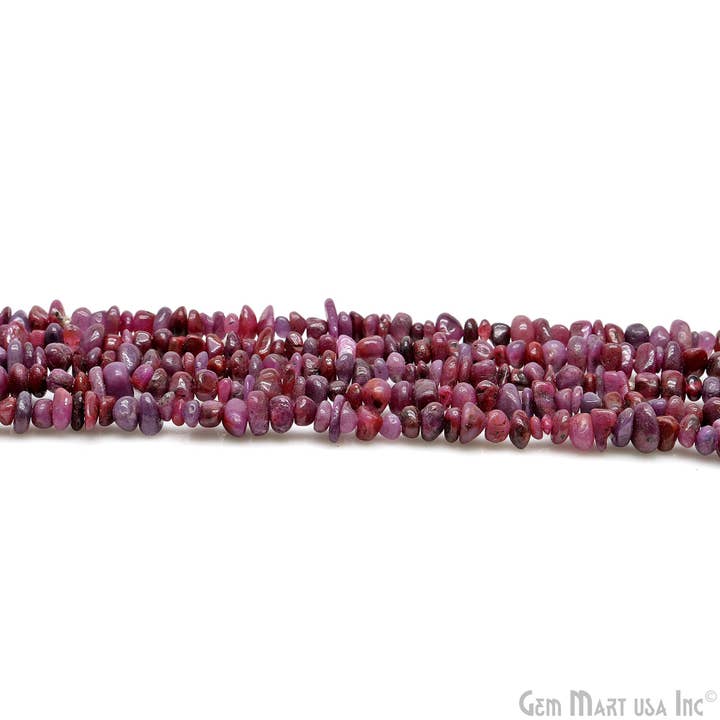 GemMartUSA - Wholesale Beads - Ruby Chip Beads, Drilled Natural Gemstone Strand, 34 Inch14
