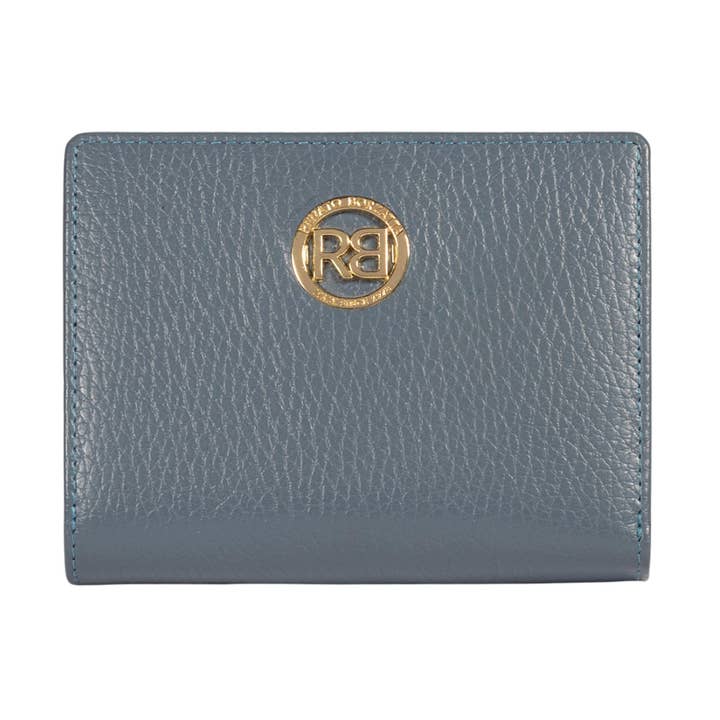 RB1080GP | Carteiras Femininas Made in Italy em Couro Genuíno grão Dollaro. Cor Avio. Dimensões (fechado): cm 13 x 9 x 2,5 por atacado de Kaili mood / RENATO BORZATTA - Italy since 1978 -