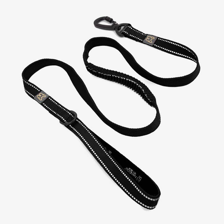Anti-Push Sport Dog Leash with Neoprene Handle - Black for wholesale by Nandog Pet Gear