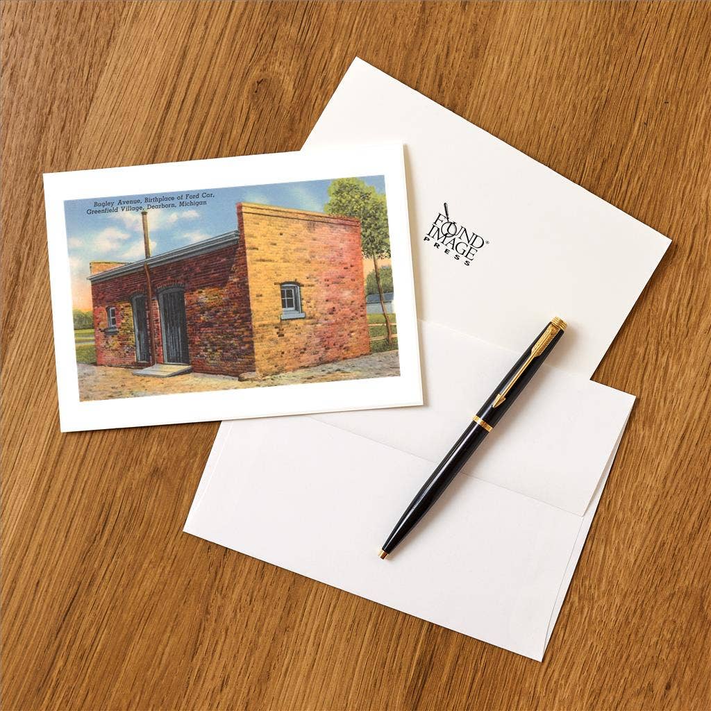 Found Image Press - Vendita all'ingrosso Set di cartoleria/cancelleria - Cartolina MI-213 Luogo di nascita dell'auto Ford, Dearborn1