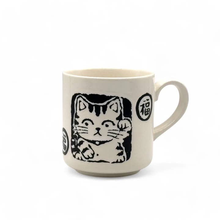 Inoue Tea - Wholesale Koffiemok - Shukufuku Witte Kat Mok - Japanse Theemok