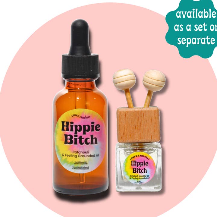 Hippie Bitch Car Freshener & Refill, Patchouli Essential Oil Infused for wholesale by Lunar Landings