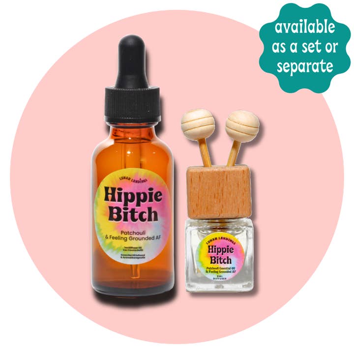 Désodorisant de Voiture Hippie Bitch & Recharge, Infusé à l'Huile Essentielle de Patchouli pour la vente par Lunar Landings