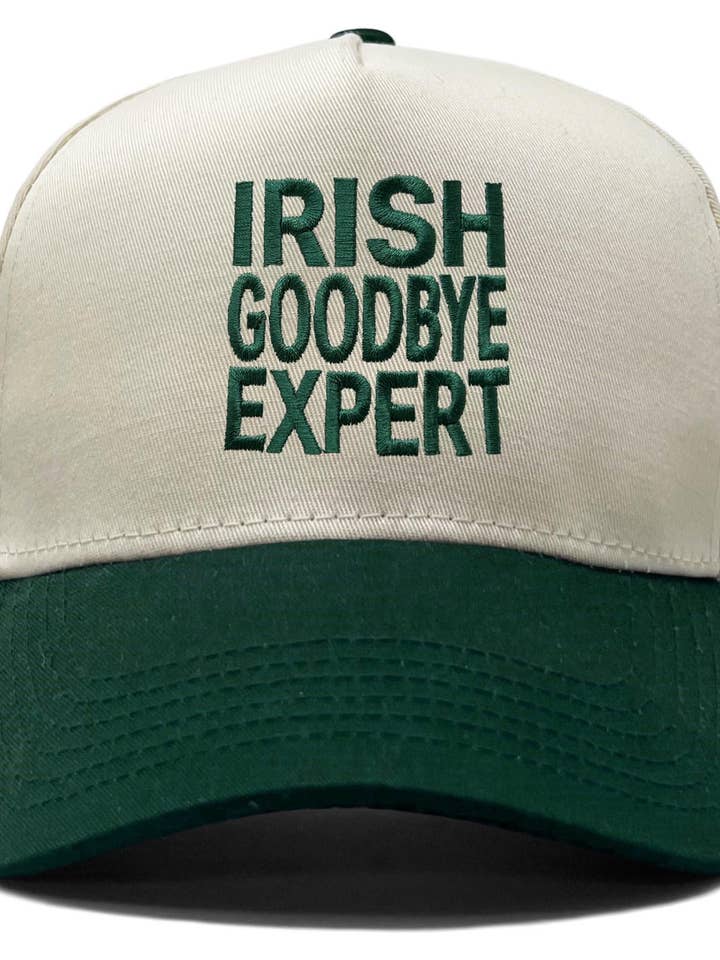 Two Tone Cap - Irish Goodbye Expert - Green/Beige for wholesale by Funky Junque
