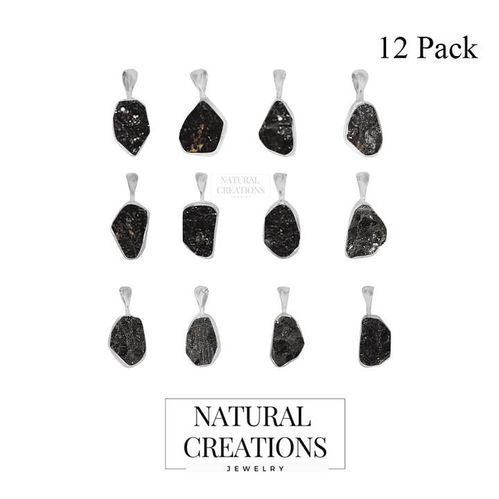 Nature Crafts - Wholesale Pendant/Charm Necklace - Natural Shungite Pendant Necklace for Women in 925 Silver1
