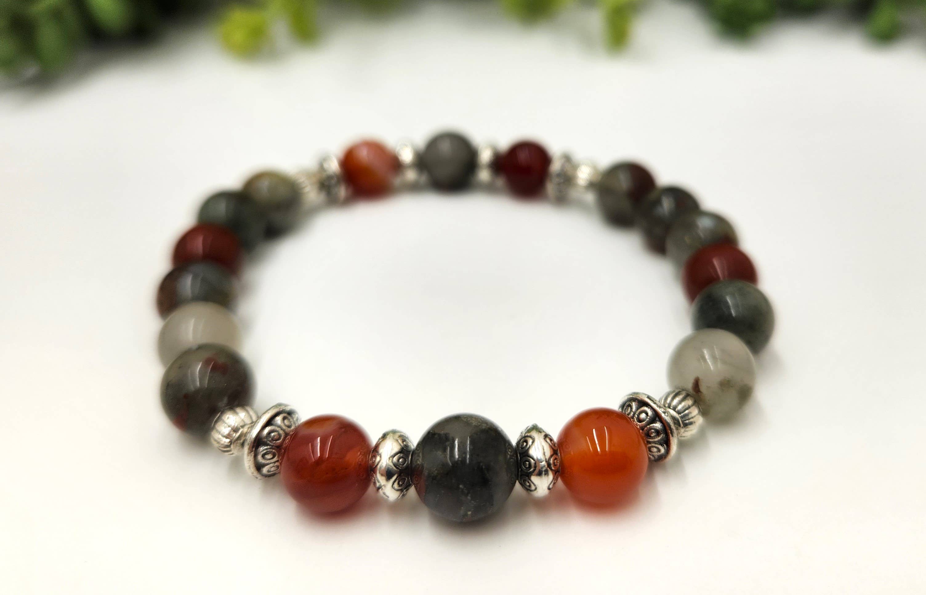 Meraki Gemstones - Vendita all'ingrosso Bracciale con perline - SALUTE/BENESSERE - Bracciale in Eliotropio/Carnelian a Fasce 8mm4