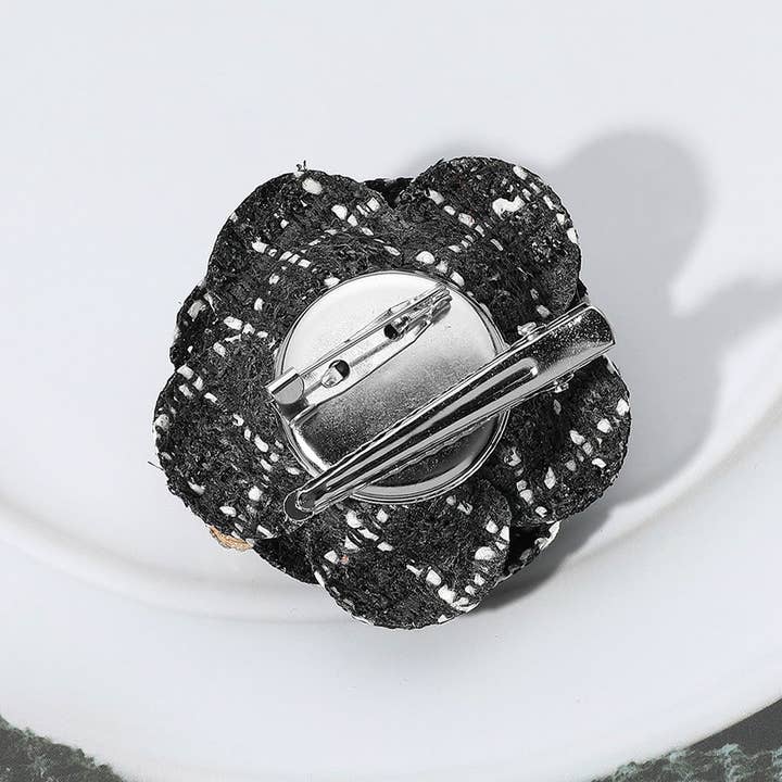 Sensibling Corp. - Wholesale Brooch - Enamel Flower Number Five Tweed Pin Brooch / Hair Clip1