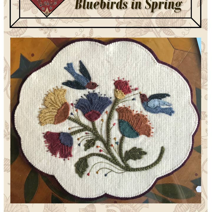Traditional Primitives - Wholesale Craft Sewing Kit - Bluebirds In Spring Wool Applique Pattern