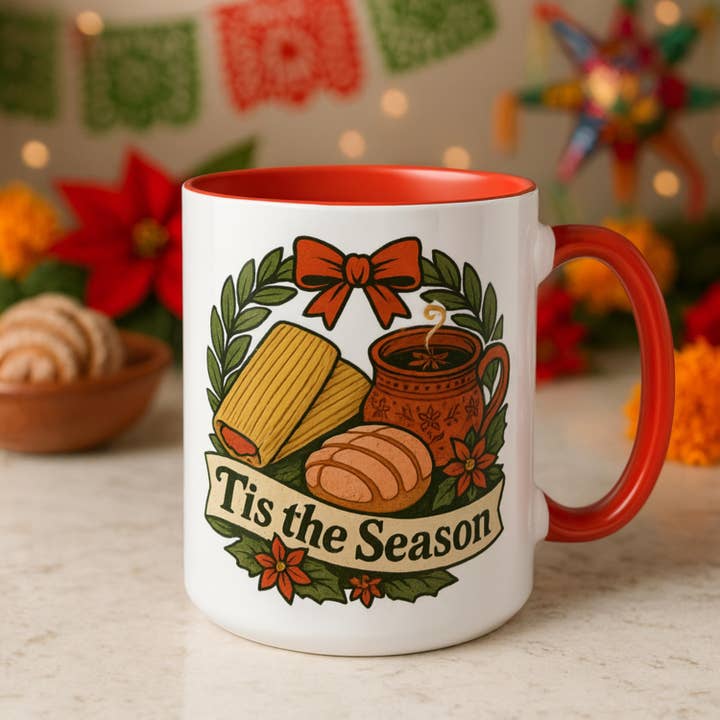 NVC Ecommerce LLC - Wholesale Coffee mug - Tis the Season Mexican Christmas Mug, Tamale Mug, Concha Mug4