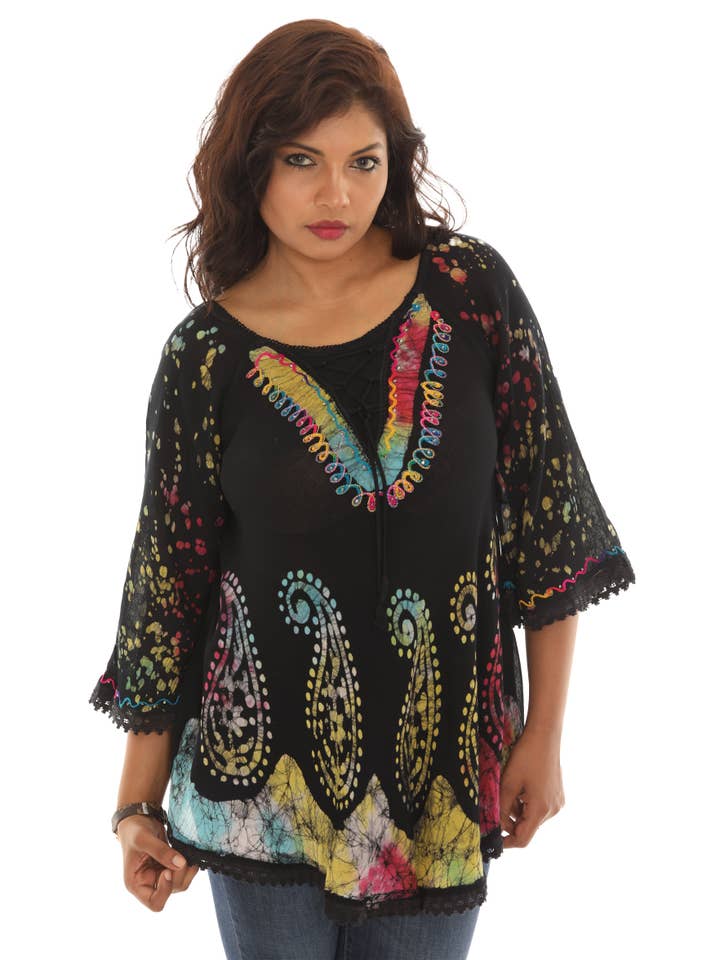 Shoreline Wear. INC – wholesale Tunic – Women’s – Bold Paisley Pattern Rainbow Tie Dye Rayon Tunic