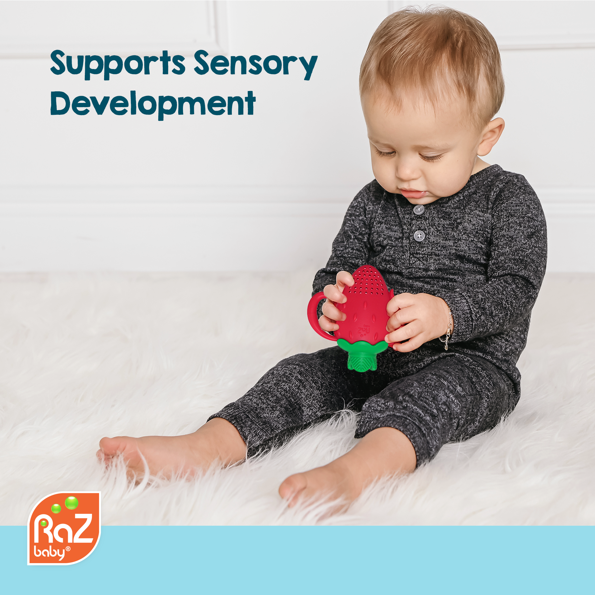 RaZbaby - Wholesale Teether (Not Clip-On) - Baby - Fruitique Feeder & Teether - Strawberry 4