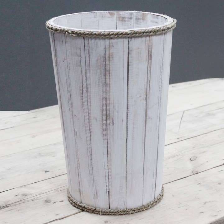 Ancient Wisdom – wholesale Plant pot – Lrg Nautical Display Tub - Whitewash 45x32cm1
