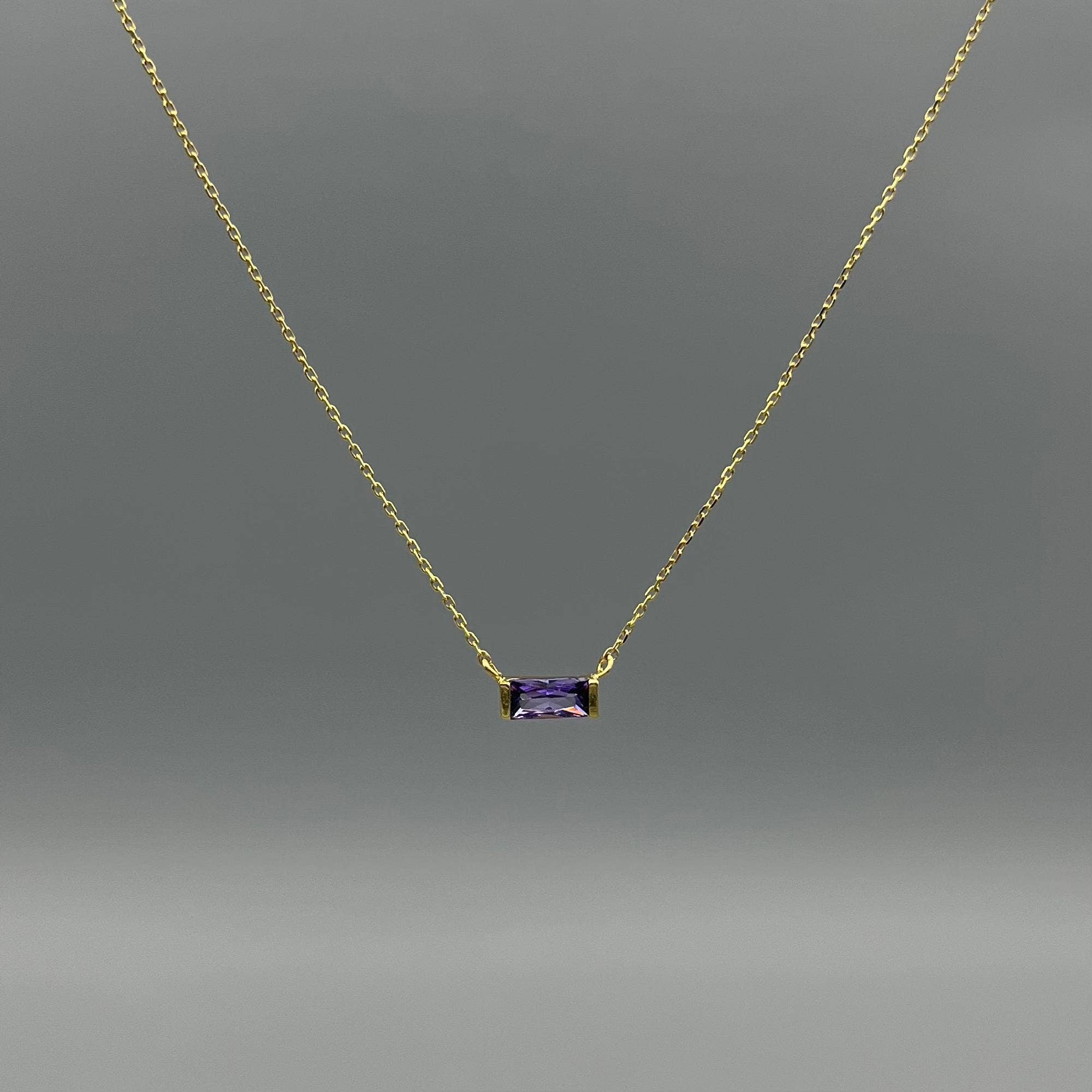 Something Silver - Wholesale Pendant/Charm Necklace - Gold Baguette Birthstone Necklace1