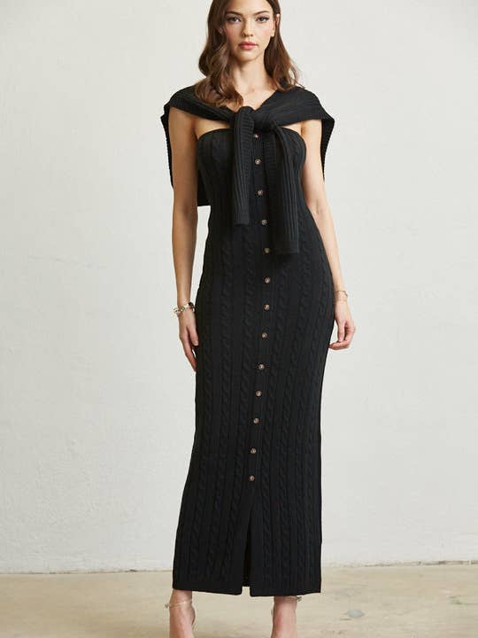 Robe longue châle en tricot pour la vente par Rose Paulino