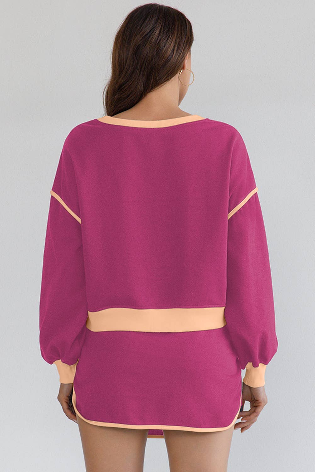 LA Society - Vente Ensemble haut et jupe - Femme - Ensemble pull ample contrasté et jupe à lacets8