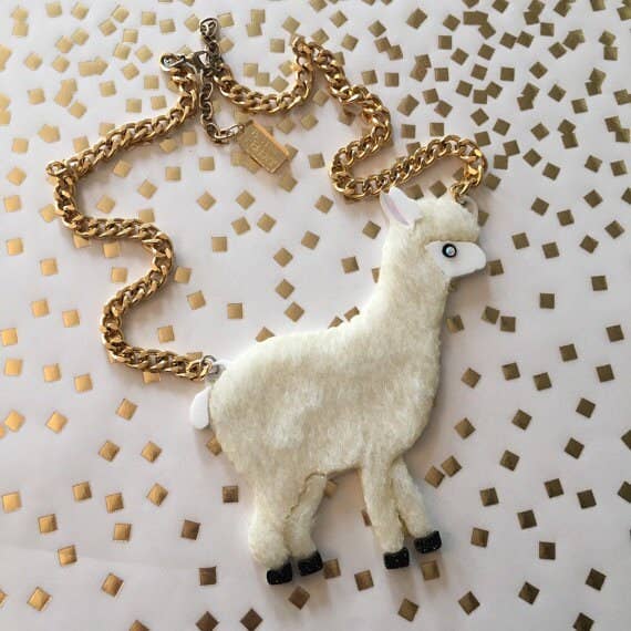 Furry Alpaca Necklace, Laser Cut Acrylic, Plastic Jewelry for wholesale by I'm Your Present