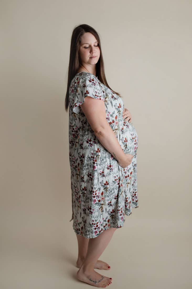 Three Little Tots - Wholesale Dress - Maternity - Floral Mommy Labor and Delivery/ Nursing Gown22