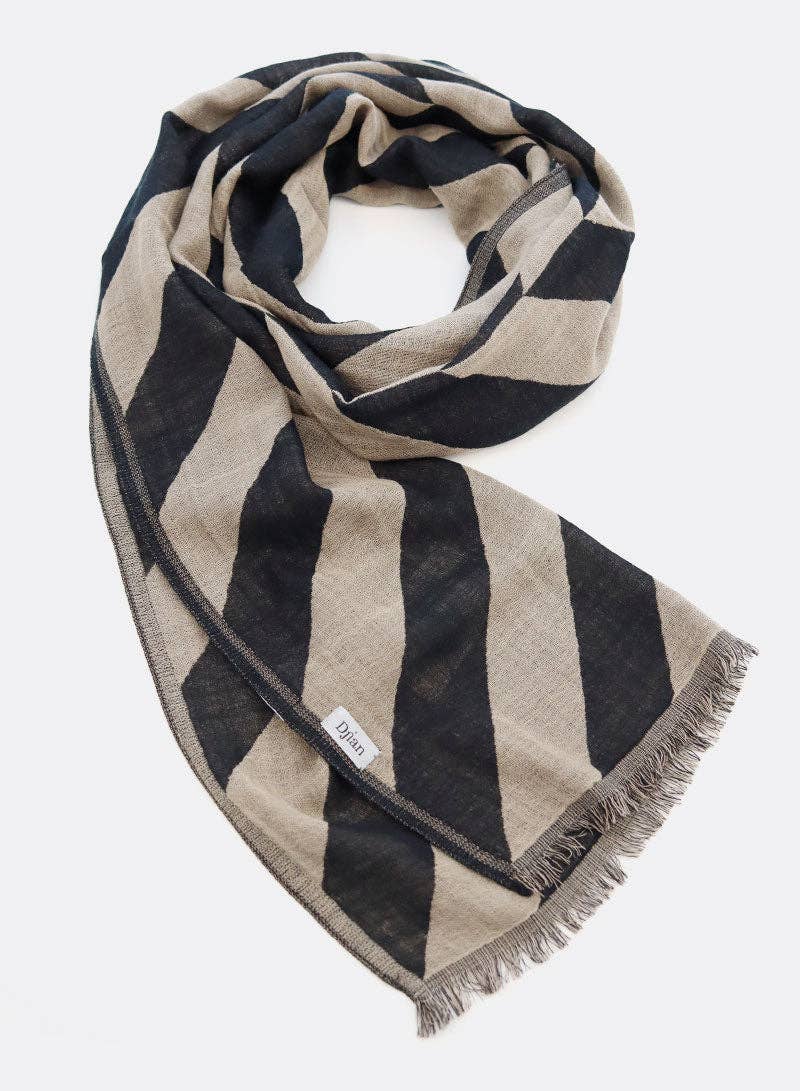 Djian - Wholesale Scarf - Women's - Scarf made of merino wool – BOLD STRIPES Jacquard1