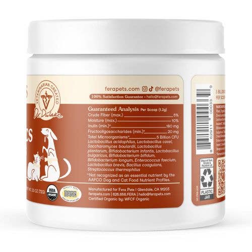 Fera Pets - Wholesale Pet Supplement - Cat/Dog - USDA Organic Probiotics with Prebiotics for Dogs and Cats2