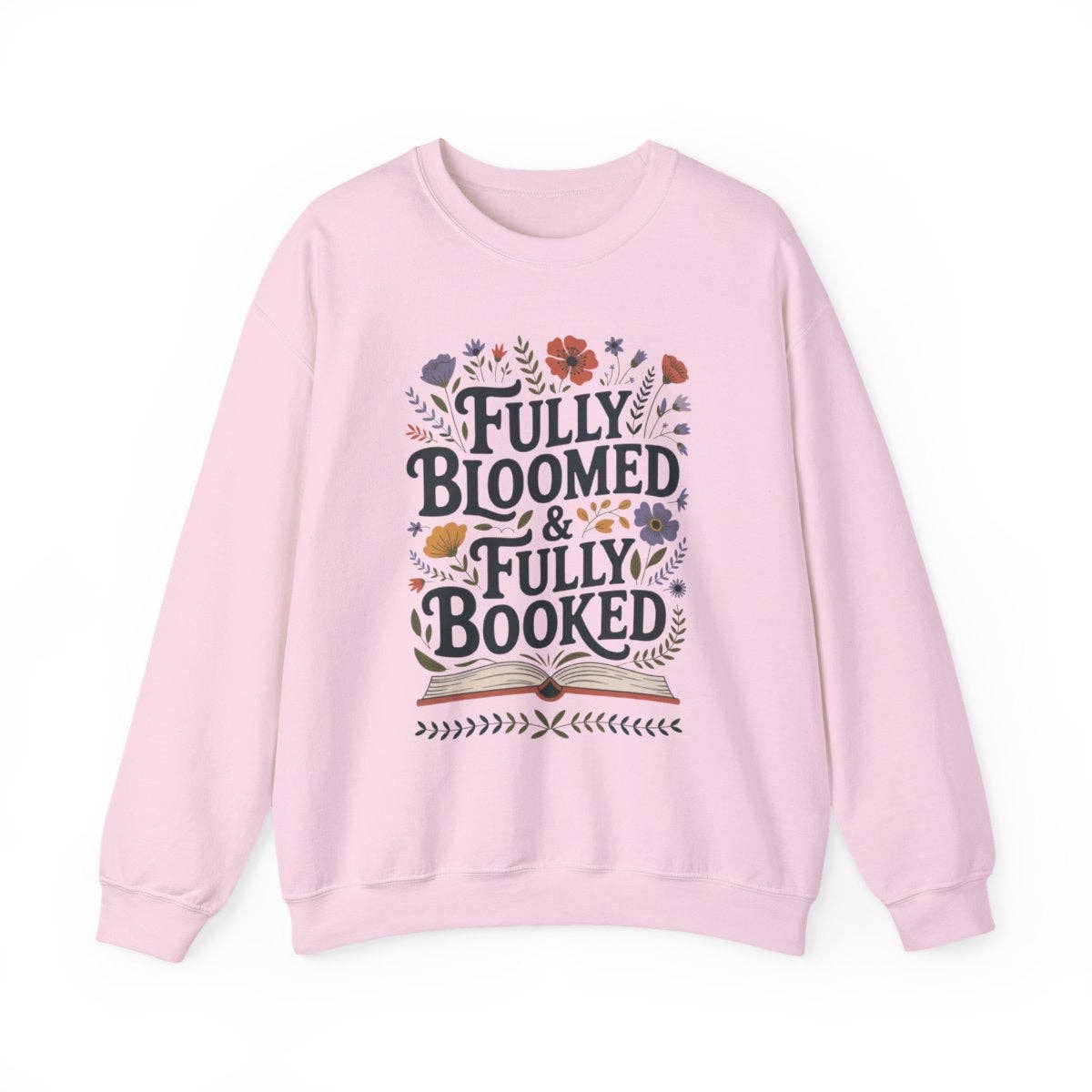 MagicMerchEmporium - Wholesale Graphic Sweatshirt - Women's - Fully Bloomed and Fully Booked Floral Books Sweatshirt4