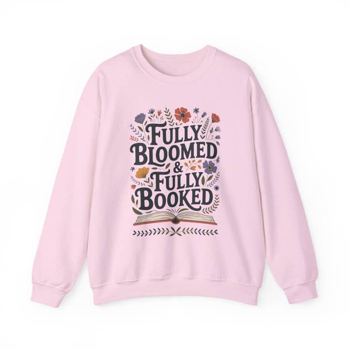 MagicMerchEmporium - Wholesale Graphic Sweatshirt - Women's - Fully Bloomed and Fully Booked Floral Books Sweatshirt4