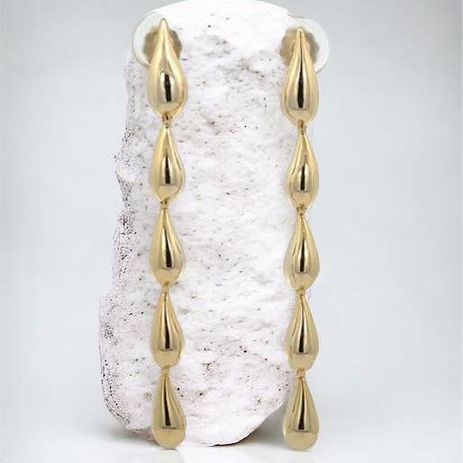 Sterling Silver 5 Teardrop Dome Long Earrings for wholesale by Monika Friend Kollection, LLC
