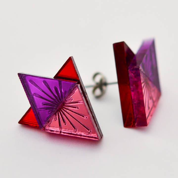 Sunburst Large Geometric Stud Earrings for wholesale by Esoteric London