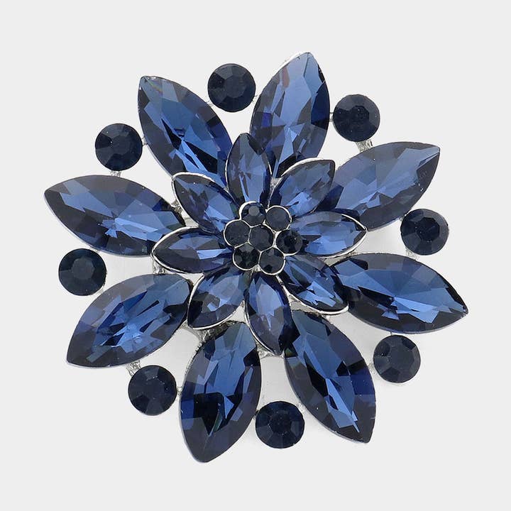 Sensibling Corp. - Wholesale Brooch - Marquise Stone Accented Flower Pin Brooch
8