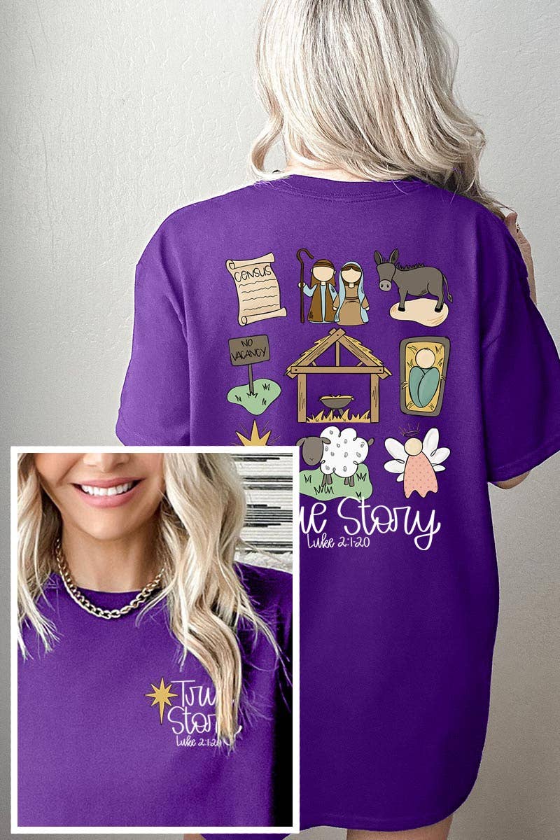 COLORBEAR - Wholesale T-shirt met print - Dames - TRUE STORY uniseks T-shirt met zware katoen en kerststal9