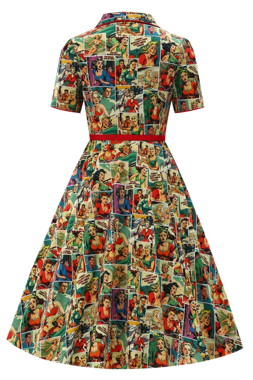 Dolly & Dotty - Wholesale Dress - Women's - Penelope II Yellow Rockabilly Comic Print Shirt Dress8