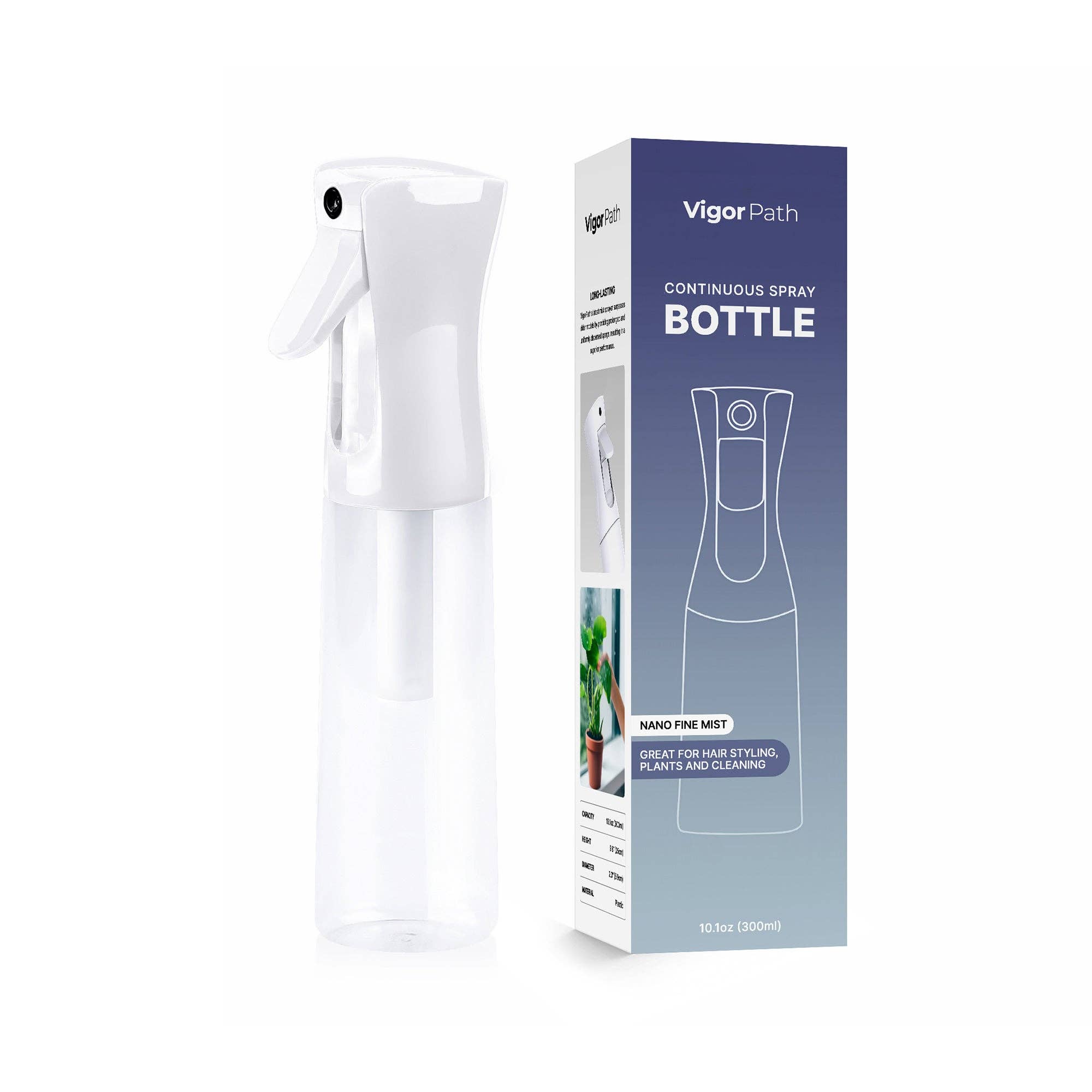 Vigor Path - Wholesale Spray Bottle - Continuous Spray Bottle with Ultra Fine Mist 300ml/10.1oz