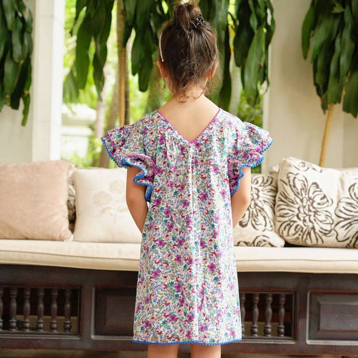 Vestito floreale viola a farfalla per la vendita all'ingrosso da parte di La Faute A Voltaire