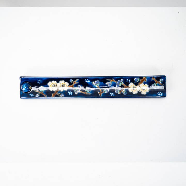 Urban Tokyo - Wholesale Incense holder - Handpainted Ceramic Incense Holder 9 inch L Plum Blossoms (1/72)3