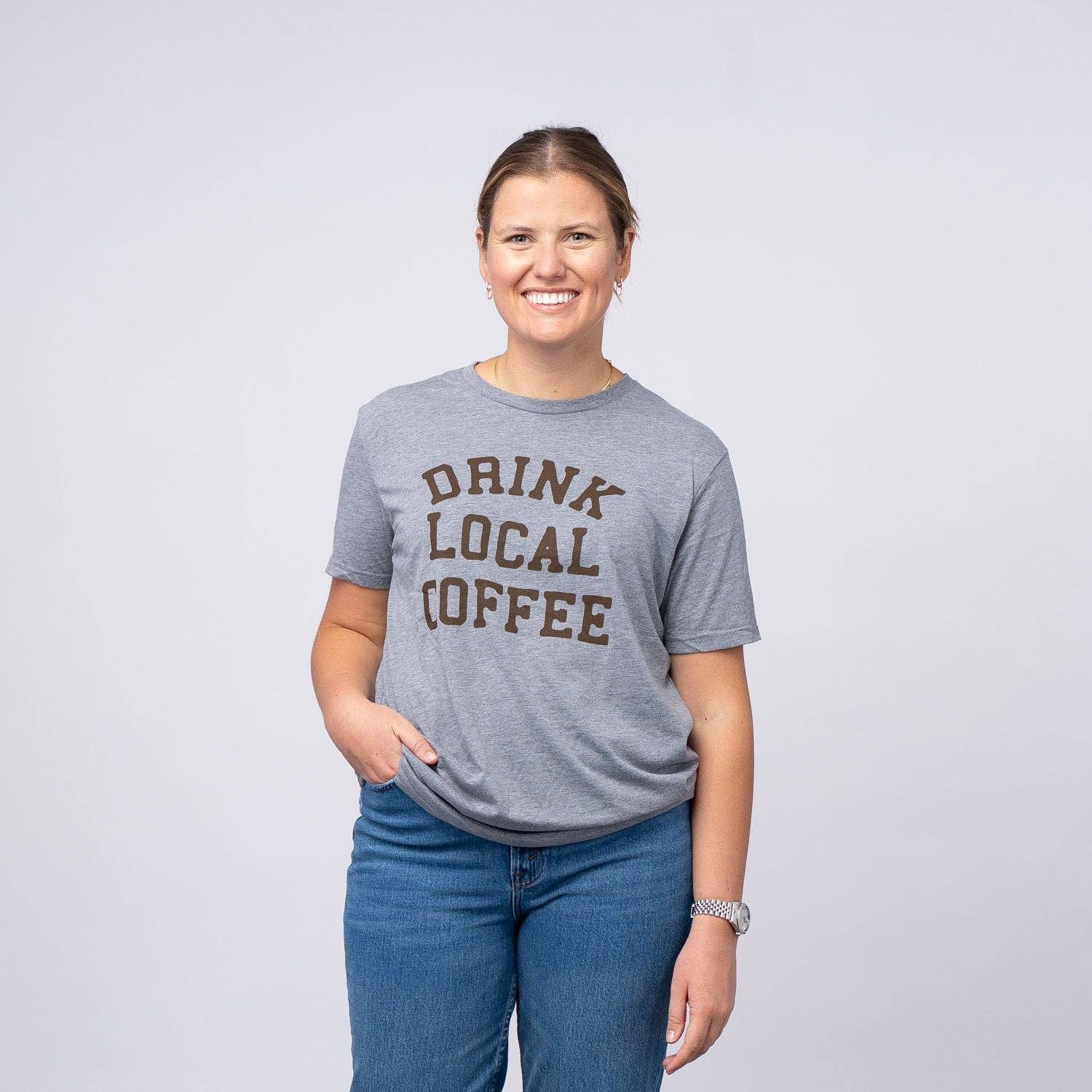 Jupmode - Wholesale Screen Printed T-Shirt - Unisex - Drink Local Coffee Shirt2