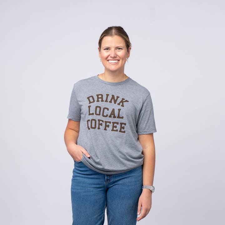 Jupmode - Wholesale Screen Printed T-Shirt - Unisex - Drink Local Coffee Shirt2