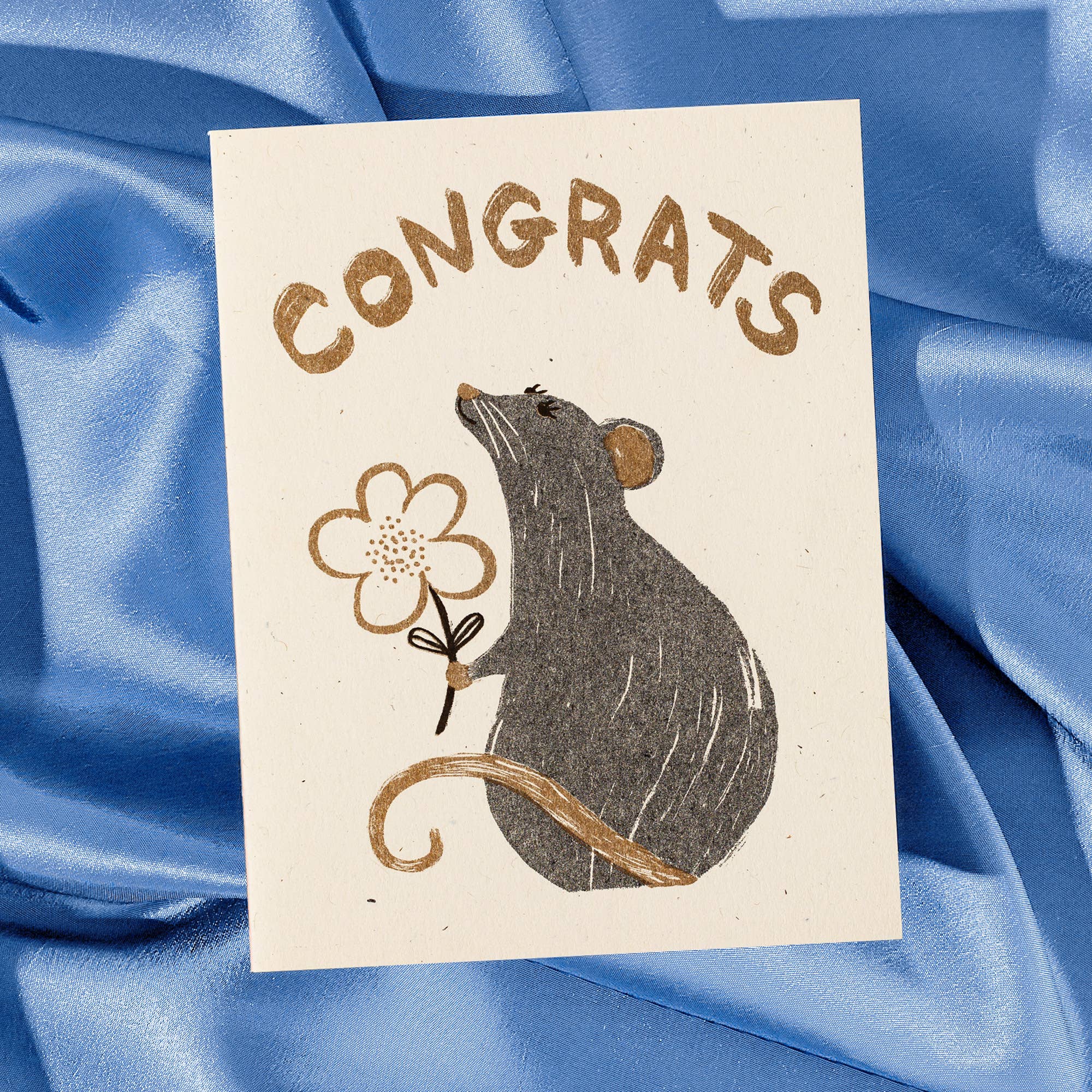 Bromstad Printing Co. - Wholesale Congratulations Card - Congrats Rat - Risograph Card1