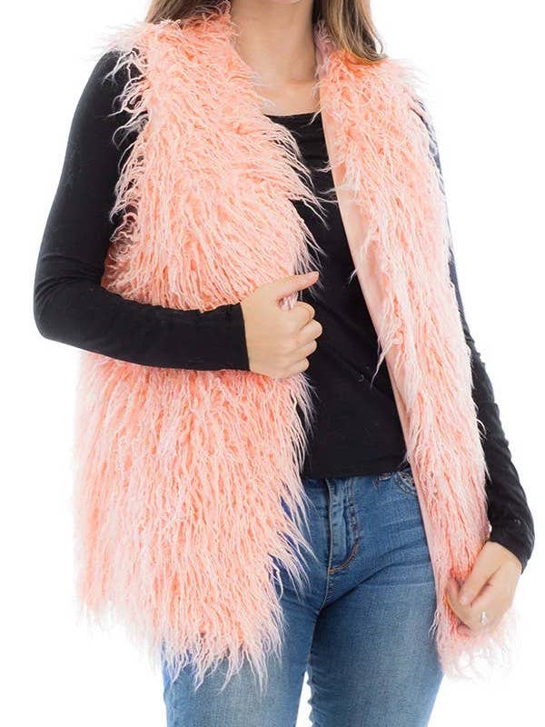 Cap Zone - Wholesale Outerwear Vest - Women's - Shaggy Faux Fur Vest With Hook And Pockets4