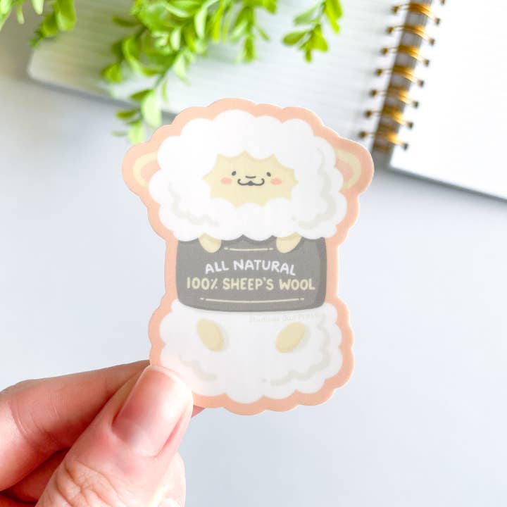 Cute Sheep Wool Yarn Skein Waterproof Matte Vinyl Sticker for wholesale by Studious Owl Press