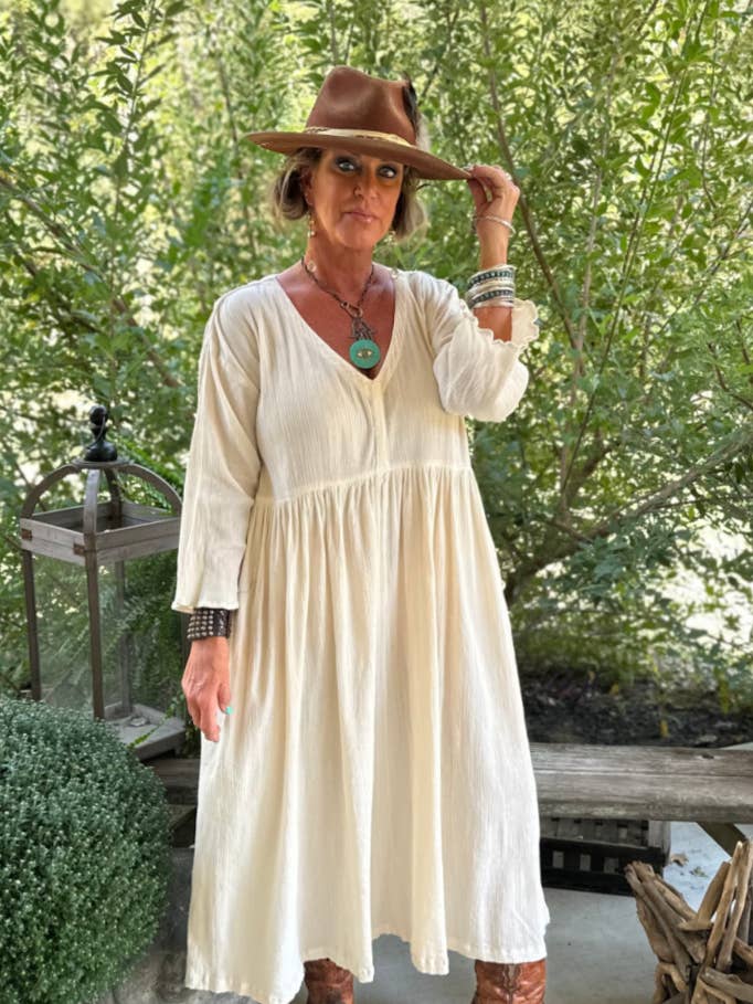 Breezy Afternoon Dress Parchment JG-17A for wholesale by Jaded Gypsy