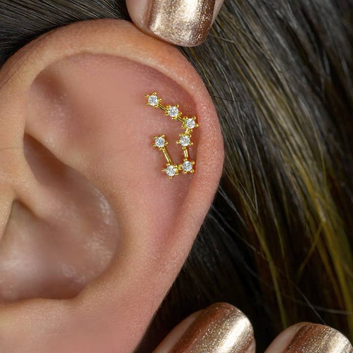 StockJWL - Wholesale Stud/Post Earrings - 12 Zodiac Earrings, Constellation Stud Earring Stud Piercing Tragus Helix Lobe and Cartilage Silver And Gold8