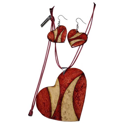 One World Projects - Wholesale Jewelry Set - Calabash Heart Necklace & Earring Set0