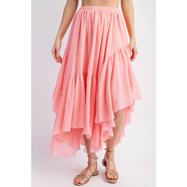 Sweet Generis - Wholesale Skirt - Women's - ASYMMETRICAL RAW-EDGE RUCHED UNEVEN HEMLINE SKIRT