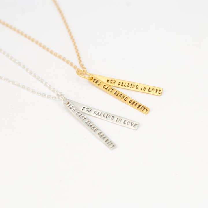 Chocolate and Steel – wholesale Pendant/charm necklace – You Can't Blame Gravity for Falling in Love - Albert Einstein quote necklace2