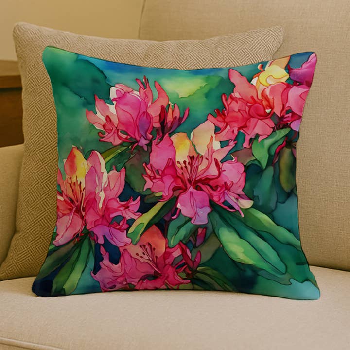 West Virginia Rhododendrons in Watercolor Pillow 18x18 DAC1 for wholesale by Caroline's Treasures