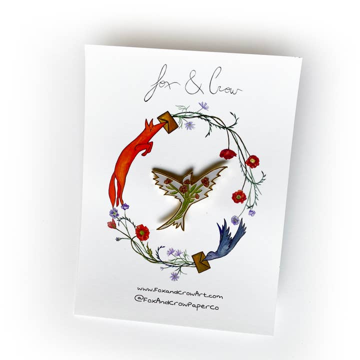 Alfiler de esmalte animal, alfiler de pájaro, primavera, regalo, verano para venta al por mayor de Fox & Crow Paper co.