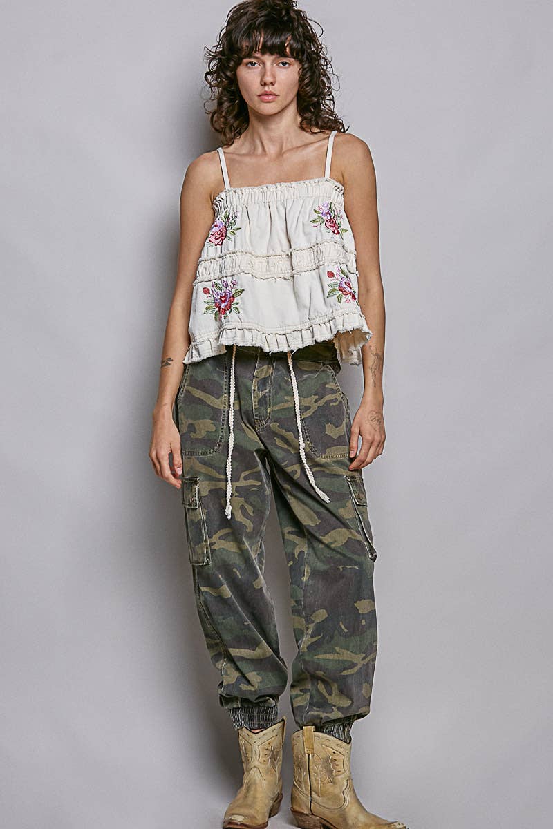 Pol Clothing - Wholesale Pants - Women's - Pocket detailed Camo Jogger Pant4