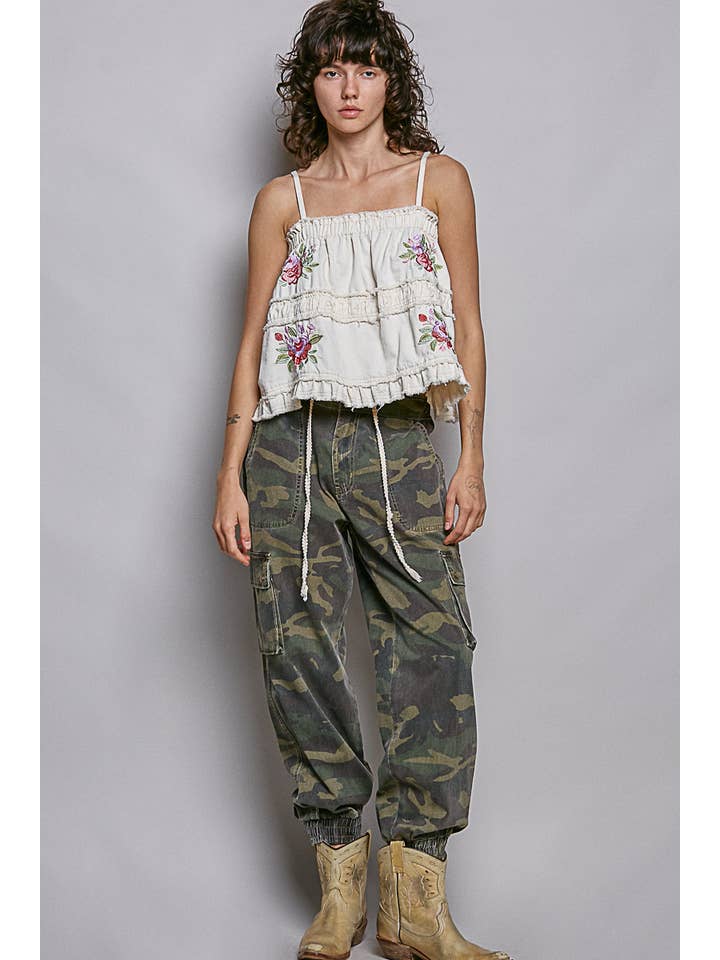 Pol Clothing - Wholesale Pants - Women's - Pocket detailed Camo Jogger Pant4