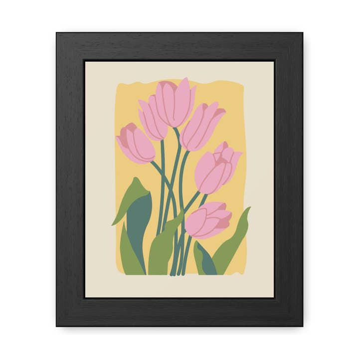 Flowers 3 - Blossoming Tulips Framed Poster - Modern Floral Wall Art for wholesale by Donkey Laserbeam