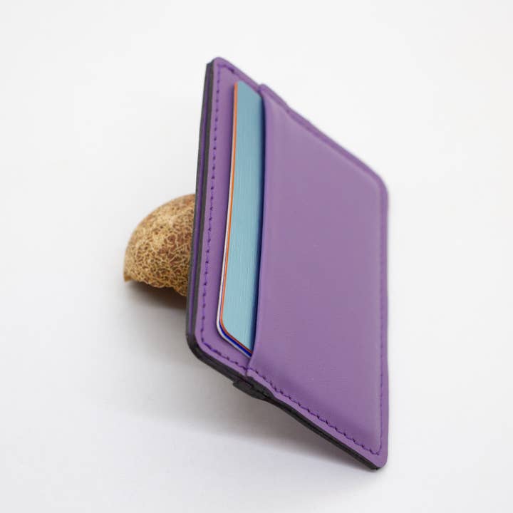 Twin Engine Coffee - Wholesale Card Holder - Unisex - Leather Card Wallet - Purple - Artisan Fair Trade