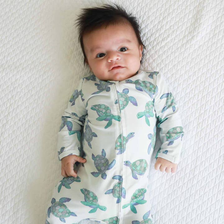 Caden Lane - Wholesale Sleepsuit - Baby - Totally Turtles Zipper Footie1
